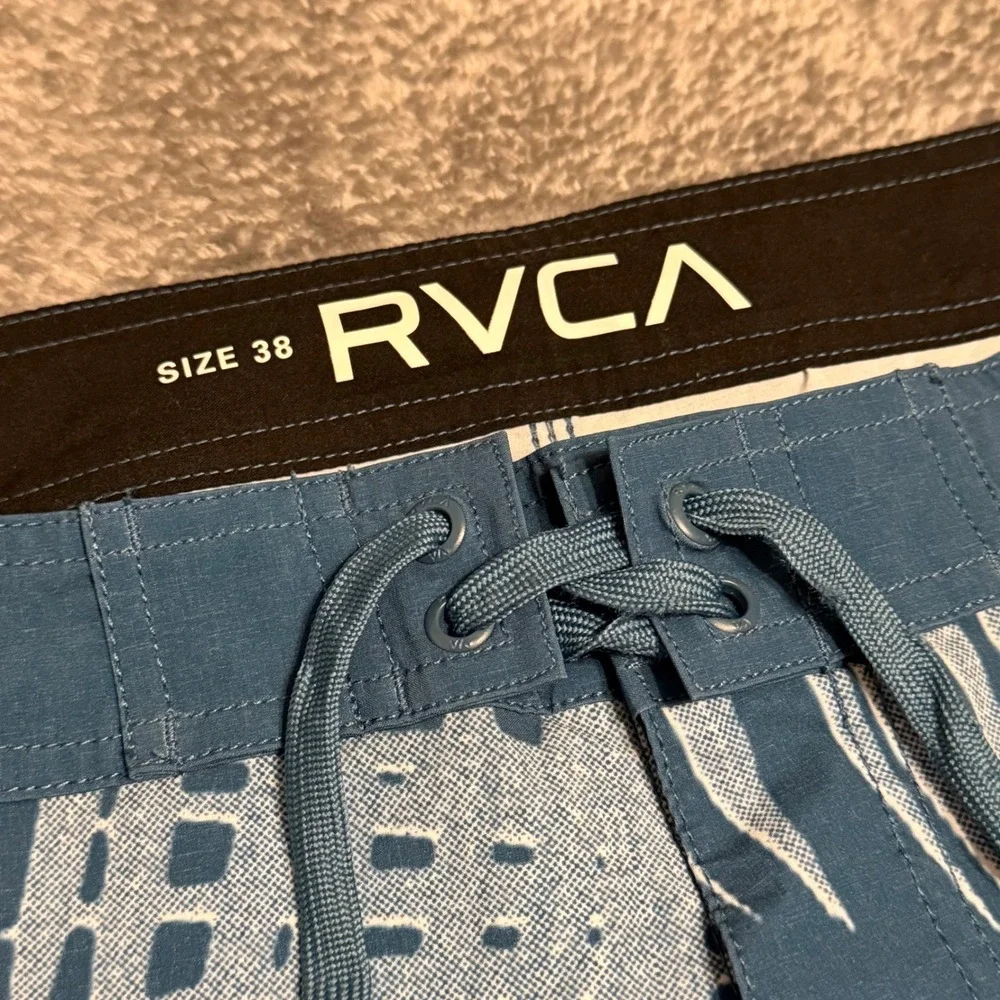 RVCA Mens Board Shorts‎ Palm Leaf Print Blue Size 38 Swim Trunks